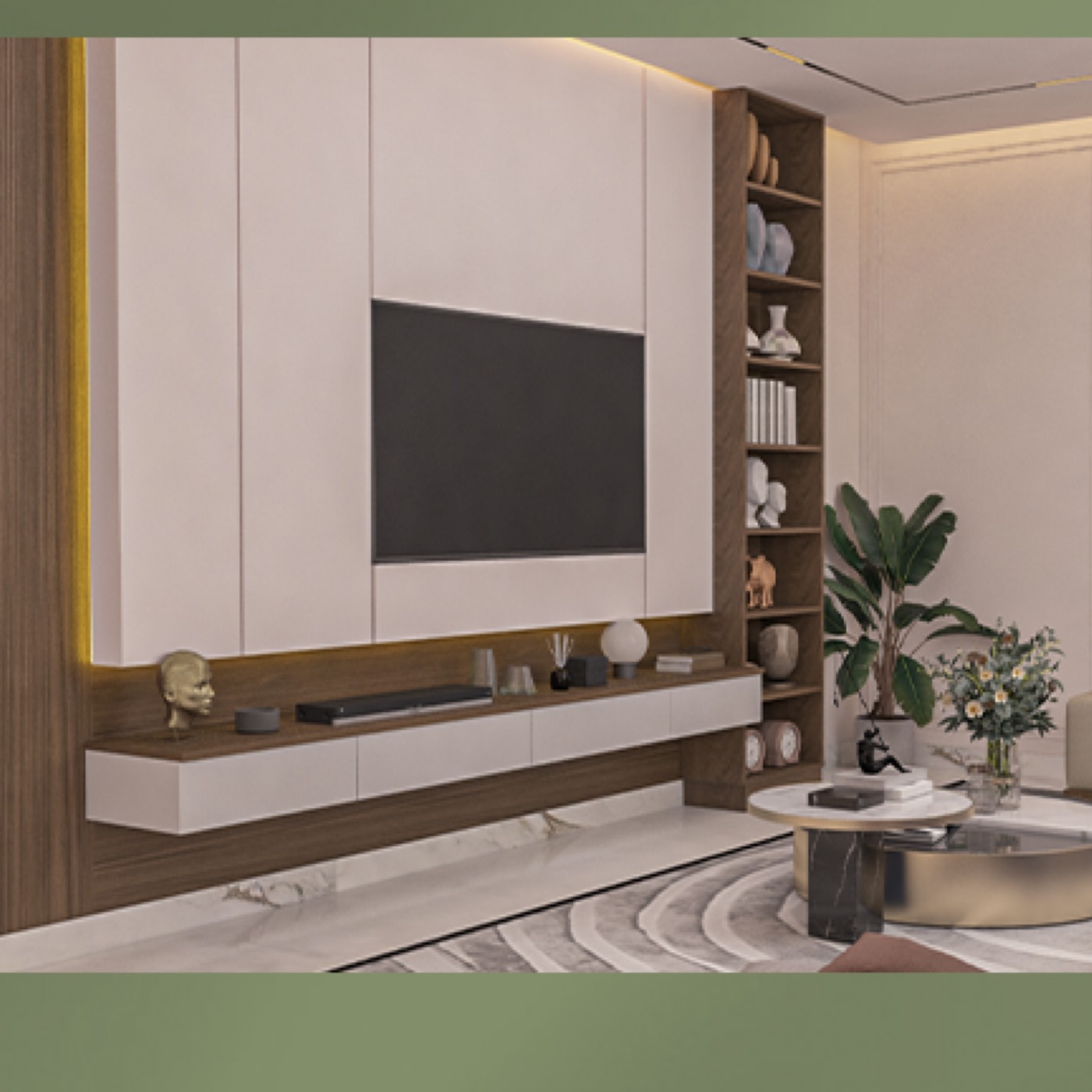 وحدة تلفاز خشبية بتصميم عصري
